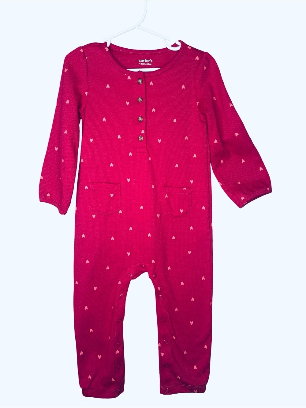 Carter’s Red Pink Heart Jumpsuit 24M
